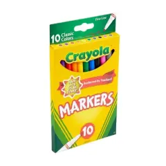 Crayola 10ct Kids Fine Line Markers Classic Colors: Non-Toxic Skinny Artist Markers, School Supplies for Ages 3+