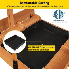 Aivituvin Kids Sandbox With Cover and Bench,Detachable Canopy SandBoxes-GUT05