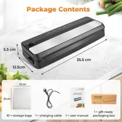 MOVSSOU Food Vacuum Sealer Machine Built-in Cutter Automatic Air Sealing System Dry Moist Modes Food Preservation