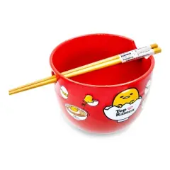 Silver Buffalo Sanrio Gudetama x Nissin Top Ramen 20-Ounce Noodle Bowl and Chopstick Set
