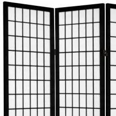 6 ft. Tall Canvas Window Pane Room Divider - Black (3 Panels)
