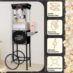 Great Northern Matinee Popcorn Machine 8oz Popper with Cart