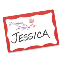 Avery Printable Adhesive Name Badges, 3.38 x 2.33, Red Border, 100/Pack