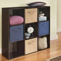 ClosetMaid 9 Cube Laminated Wood Stackable Open Bookcase Display Shelf Storage Organizer - Brown Espresso