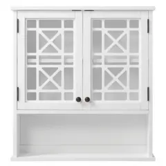 27"x29" Derby Wall Mounted Bath Storage Cabinet with Glass Doors and Shelf White - Alaterre Furniture