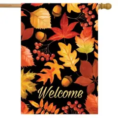 Briarwood Lane Fall House Flag 40x28 For Outdoor Fall Leaves & Acorns Welcome For Fall House Flag