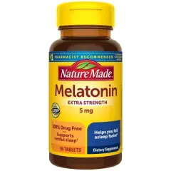 Nature Made Melatonin 5mg 100% Drug Free Sleep Aid for Adults Tablets - 90ct