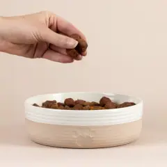 Mason Cash: Heart Paw Pet Bowl, 7", 32oz, Cream & Tan, Food-Water Dish