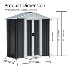 5X3 Feet Dark Grey Outdoor Storage Shed With Aluminum Alloy Frame (old SKU W2794P195736)