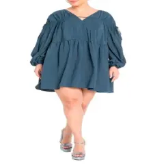 ELOQUII Women&rsquo;s Plus Size Shirred Mini Dress
