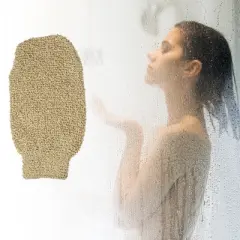 Unique Bargains Shower Gloves for Bath 8.66"x4.33" Gray Brown Beige 3 Pcs