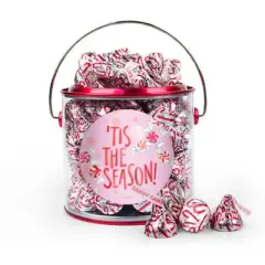 Christmas Candy Gift Paint Can with Sticker - 12oz Peppermint Hershey's Kisses -  Tis the Season