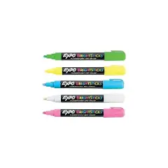 EXPO Bright Sticks Wet-Erase Fluorescent Marker Set Bullet Tip Assorted 14075
