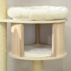 Chery Life 3-Level Cat Tree with Sisal Scratching Posts, Fun Cat Badminton Toy for Playing, Soft Cushions, & Play Areas