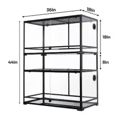 REPTIZOO Full Tempered Glass Terrarium-2pack 36 x 18 x 18 inches