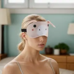 Unique Bargains Soft Sleep Mask Cartoon Rabbits Beige 1 Pc