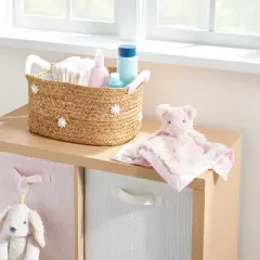Braided Water Hyacinth with Tufted Embroidery Diaper Caddy Basket - Cloud Island&trade;