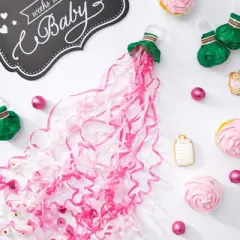 Sparkle and Bash 30 Pack Pink and White Confetti Paper Throw Streamers for Baby Shower, Gender Reveal Party, Wedding Reception