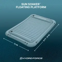Bestway Hydro-Force Sun Soaker Inflatable Water Floating Platform 4 Person Lake Raft Lounger with Built-In Cup Holders, 106 Inches, Blue
