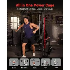 Acekool Power Cage, Multi-Functional Home Gym Squat Rack with Cable Crossover, 1600LB Capacity, 20+ Attachments, Strength Training