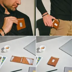 Donbolso Leather Wallets for Men with Coin Pocket, Brown