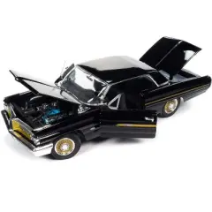 1962 Pontiac Grand Prix "Fireball Roberts Edition" Starlight Black with Gold Stripes 1/18 Diecast Model Car by Auto World