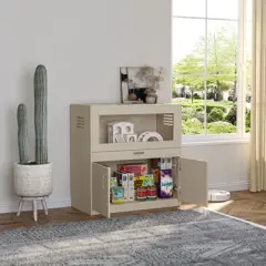 DSVIMOY Guinea Pig Cages, Hamster Cage Wood with Independent Storage Cabinet for Rat Chinchilla, Openable Top, Teak, 31.5"*15.7"*33.5"