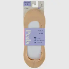 Peds Women's 2pk Laser Cut Liner Socks - Nude 5-10: No Show, Hidden Gel Heel Grip, Stretch Knit, Machine Washable