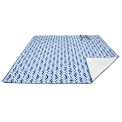 KingCamp 3-Layered Portable Outdoor Waterproof Roll Up Picnic Blanket w/Carry Handle for Beach, Camping, or Hiking, XXXL, 78" x 118", Blue