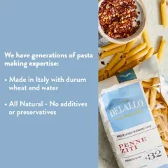 DeLallo Penne Ziti Pasta, 16 oz Bag, (4 Pack)