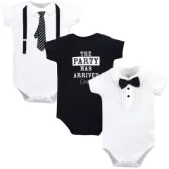 Little Treasure Baby Boy Cotton Bodysuits 3pk, Tux Tie
