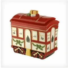 Spode Christmas Tree Train Car with Lid, 8.5"