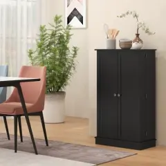 HOMCOM 41" Kitchen Pantry, 2-Door Kitchen Cabinet with 5-tier Storage Shelving, 12 Spice Racks and Adjustable Shelves for Dining Room