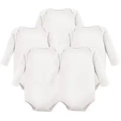 Hudson Baby Cotton Long-Sleeve Bodysuits 5pk, White