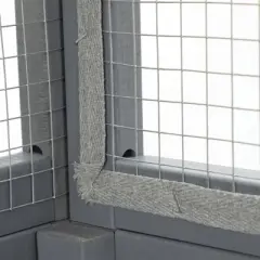 Resenkos 70-Inch Cat Catio, Outdoor Wooden Enclosure With Wheels, Multi-Level Platforms, Lockable Door, Sunroof, Custom Panels, Gray Gray with pattern