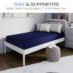 Emma and Oliver Blue Water-Resistant Memory Foam Mattress with Zippered Cover