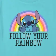 Girl's Lilo & Stitch Rainbow Stitch Crop T-Shirt