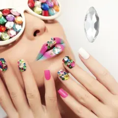 Unique Bargains Women's Elegant Rhinestone Nail Supplies Clear 1 Set