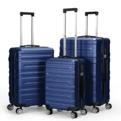 Oumilen Luggage Sets Hardside Spinner with TSA Lock in Navy Blue, 3 Piece