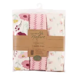 Touched by Nature Baby Girl Organic Cotton Swaddle Wraps, Botanical, 0-3 Months
