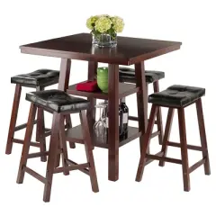 5pc Orlando 2 Shelves Counter Height Dining Set with Cushion Seat Wood/Walnut/Black - Winsome
