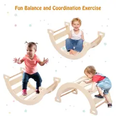 Toddler Indoor Gym Playset, 3-in-1 Wooden Climbing Toys, Triangle Folding Climbing for Climbing & Sliding for Boys and Girls,18M+