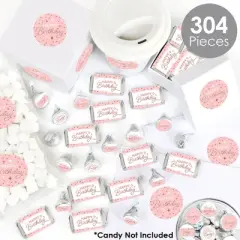 Big Dot of Happiness Pink Rose Gold Birthday - Happy Birthday Party Candy Favor Sticker Kit - 304 Pieces