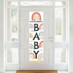 Big Dot of Happiness Hello Rainbow - Boho Baby Shower Front Door Decoration - Vertical Banner