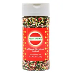 Mystic Sprinkles A Classic Christmas in Gold Nonpareil Mix 4oz Bottle