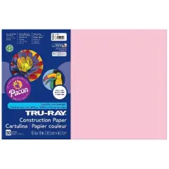 Pacon Tru-Ray 12" x 18" Construction Paper Pink 50 Sheets/Pack 5 Packs (PAC103044-5)