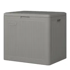 Suncast 22 Gallon Indoor or Outdoor Small Patio Deck Box, Plastic Storage Bin for Lawn, Garden, Garage, & Home Organization, Stoney (4 Pack)