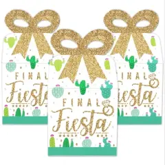 Big Dot of Happiness Final Fiesta - Square Favor Gift Boxes - Last Fiesta Bachelorette Party Bow Boxes - Set of 12