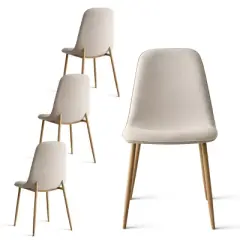 Oslo Modern Design Dining Chair Set Of 4 and 8, Linen Dining Chair with Oak Metal Legs, Indoor Furniture - Maison Boucle