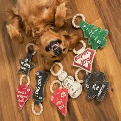 Pavilion Gift Company - Heart Woof - 10" Canvas Dog Toy on Rope - Pet Toy